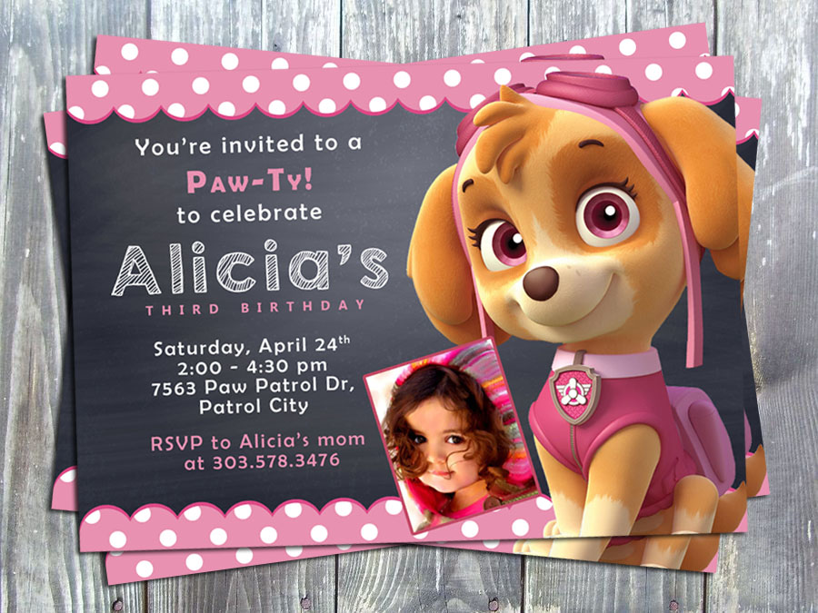 Skye Paw Patrol Birthday Invitation Template Free Printable Templates