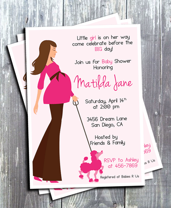 Pink Puddle Baby Shower Invitation - Printed