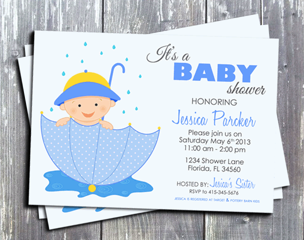 Baby Boy Blue Shower Invitation - Printed