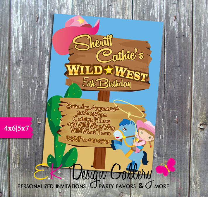 Sheriff Callie Wild West Birthday Party Invitation - Printed