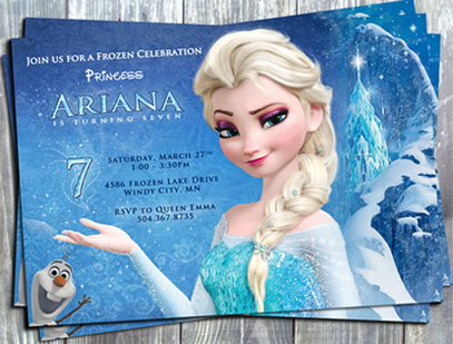 Disney Frozen Queen Elsa Birthday Invitation - Printed