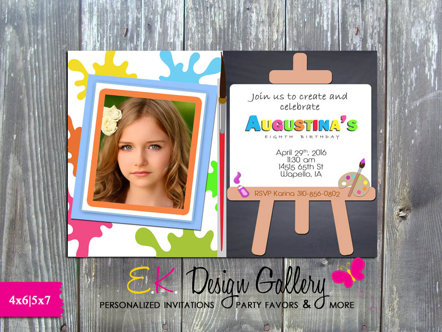 Painting Party Invitation Art Birthday Arts And Crafts Birthday Party Invite E File