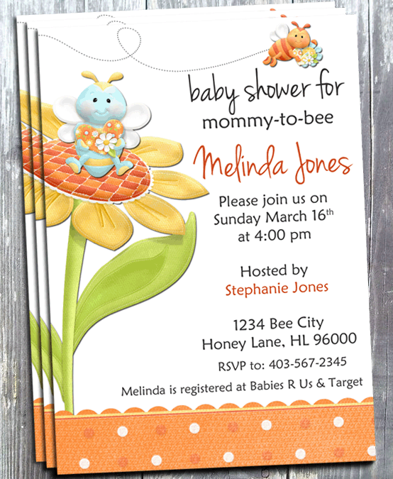 Bumble Bee Baby Shower Invitation - Printed