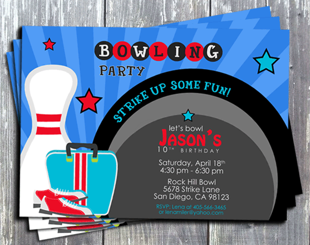 Bowling Birthday Party Invitation - E-File
