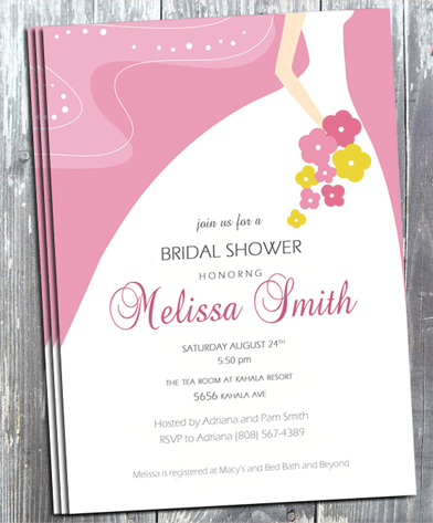 Wedding Dress Shower Invitation - Printed