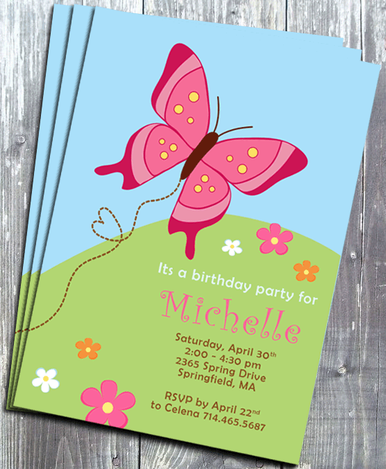 Butterfly Girl Birthday Invitation - E-file
