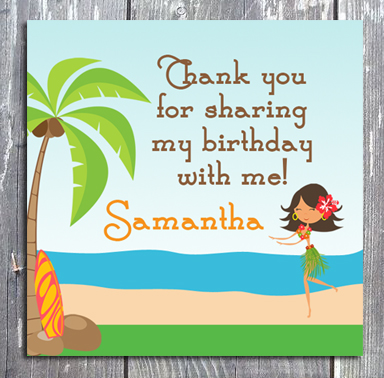 Luau Thank You Gift Favor Tag - Printed