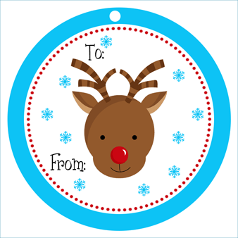 Reindeer Holiday Gift Tag - Printed