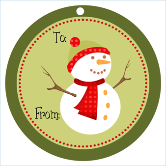 Green Circle Snowman Holiday Tags - E-file