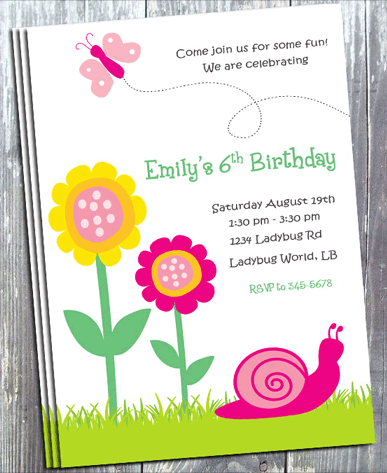 Spring Flower Birthday Invitation -  Printed