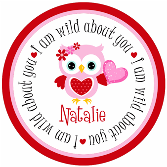 Pink Owl Valentine Favor Tag -E-file